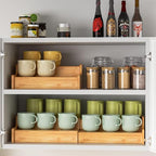 Hongtamoya 2-Tier Expandable Bamboo Coffee Mug Holder, Mug Organizer for Kitchen Cabinets, Mug Cup Rack, Multi-Functional Cup Holder Shelf, Coffee Bar Organizer, Home - size: (11.61~22.44'')L*8.86''W*4.53''H