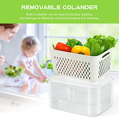 TBMax Fruit Storage Containers for Fridge Organizers and Storage, 4 Pack Large Produce Saver with Airtight Lid & Colander for Berry Lettuce Salad Vegetable Storage, Refrigerator Organizers