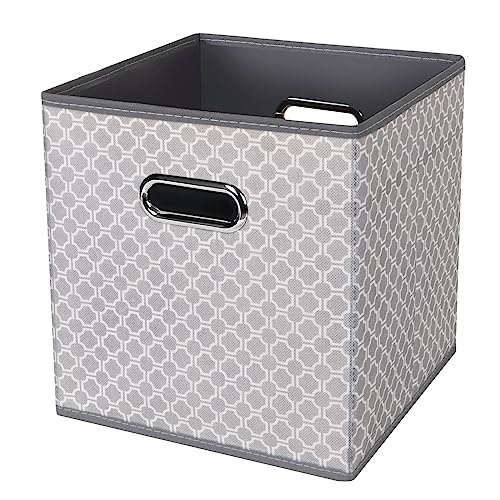 Black Foldable Storage Cubes Bins , Fabric Storage Box Cubes Organizer Baskets with Dual Handles for Home Organizer Grey Light - color: Grey Light, size: 1 Pack