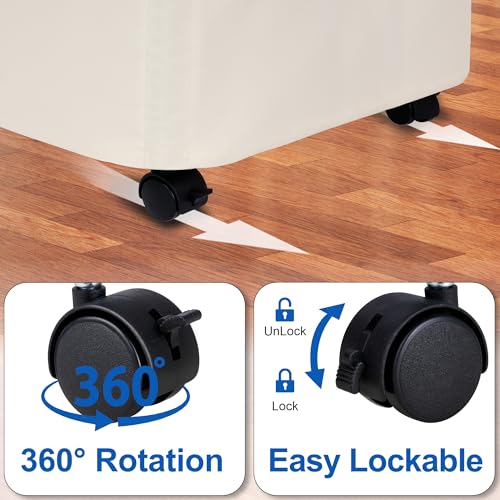 Vincona Slim Laundry Hamper with Lid and Wheels, Small Rolling Laundry Basket with Handle for Small Spaces, Tall Dirty Clothes Hampers for Dorm, Bathroom and Bedroom, 95L, Beige - color: Beige, size: 95L