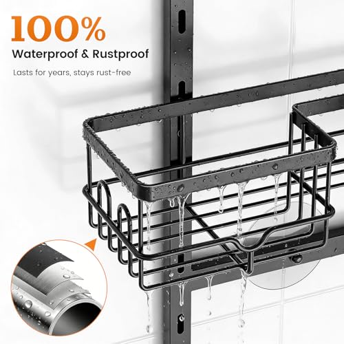 Vatex Shower Caddy Hanging Organizer, 3 Tier Adjustable Bathroom Shelves, Rustproof Over The Showerhead/Door Hanging Shelf for Inside Shower - No Drilling Shower Rack Bath Storage With Soap Holder