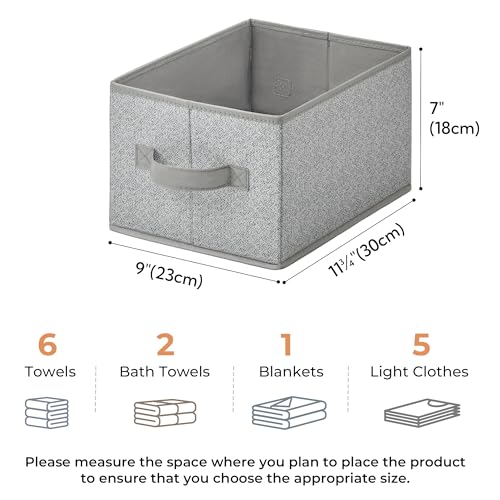 GRANNY SAYS Small Closet Storage Bins for Shelves, Storage Basket with Handles, Collapsible Storage Boxes, Decorative Organizers for Living Room Bookshelf, Gray, Small, 3-Pack - color: Ash Gray, size: Small
