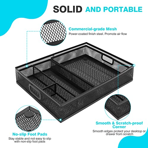 Office Drawer Organizer 3 Pack, Office Supplies Desk, Black Mesh Drawer Organizer Hold Pens & A4 Sized File, 12 x 9 Inches Visit the Store - style: 3 PACK