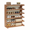 5-Tier Wooden Shoe Rack, Freestanding Shoe Storage Organizer with Display Shelf, Space-Saving Multi-Layer Design, Wood Grain Finish, 27.55 x 9.05 x 26.77 Inches (6)