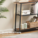 HOOBRO Narrow Console Table, 3-Tier Small Entryway Table with Storage Shelves, Behind Couch Sofa Table, Hallway Table for Entryway, Foyer, Hallway, Living Room, Rustic Brown and Black BF62XG01 - color: Rustic Brown + Black