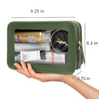 LETGO Clear Makeup Bags, TSA Approved Toiletry Bag with Zipper, Clear Makeup Organizer Fit Carry-on Travel Essentials,Clear Cosmetic Bags for Women Men (O-Green) - color: O-Green