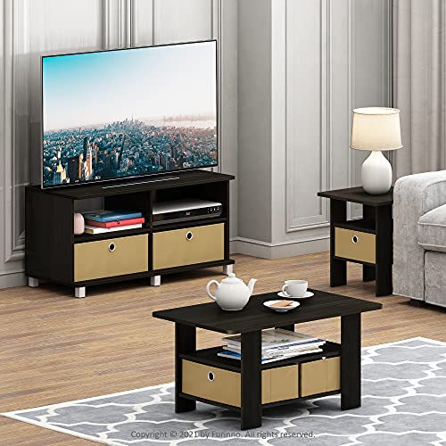 Furinno Coffee Table with Bins, Espresso/Brown - color: Espresso/Brown, style: 2 Bin