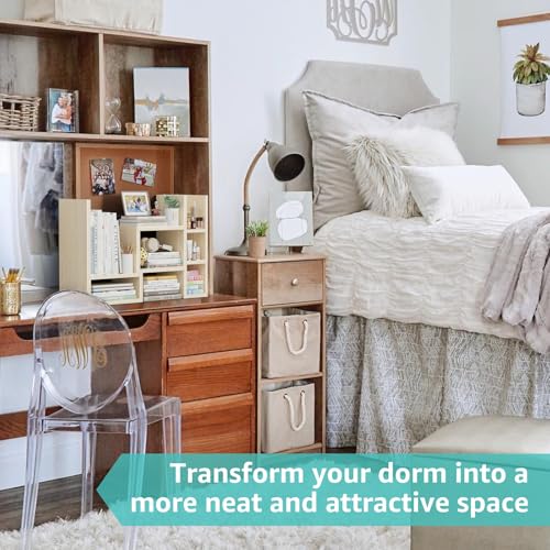 NUTIKAS Desk Shelves Desktop Organizer Shlef - Natural Wood Tone Office Organization for Top of Desk Organizers and Accessories Corner Bookshelf Table Top Shelving Small Hutch Decorations for Office - color: Natural Wood Tone