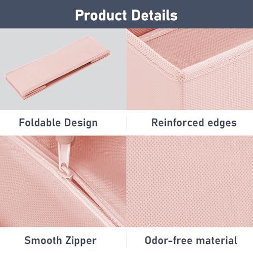 DIMJ Drawer Organizer Clothes Storage - 24 Pack Baby Dresser Organizer for Nursery, Small Fabric Closet Drawer Organizer Bins for Underwears Socks, Foldable Storage Dividers Organization for Bedroom - color: Pink, size: 24 Pack