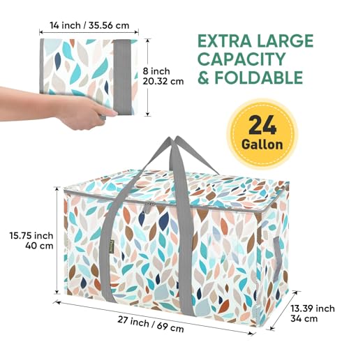 BALEINE 2-Pack Oversized Moving Bags with Reinforced Handles, Heavy-Duty Storage Tote for Clothes, Moving Supplies (Mosaic, 2-Pack) - color: Mosaic, size: 2-Pack
