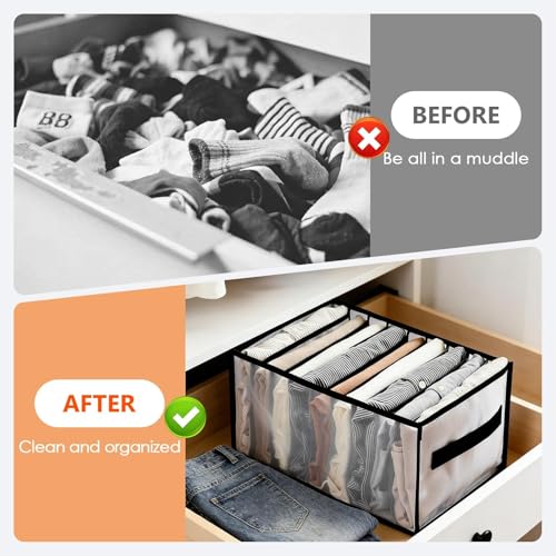 9 Grid Drawer Organizer Clothes Storage Box with Handle Large Capacity Fabric Dresser Organizer for Jeans Shirts Closet Use - color: 9 Grid Black