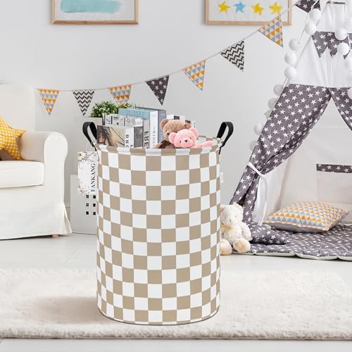 FANKANG Storage Basket, Nursery Hamper Canvas Laundry Basket Foldable with Waterproof PE Coating Large Storage Baskets for Kids Boys and Girls, Office, Bedroom, Clothes,Toys(Beige flag) - color: Beige flag