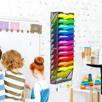 Gawerk Hanging Wall File Organizer with 5 Hooks - Wall Mounted Mail Paper Document Folder Holder, Sturdy Mesh Magazine Rack for Office Home (12+1 Tier) - size: 12+1 Tier