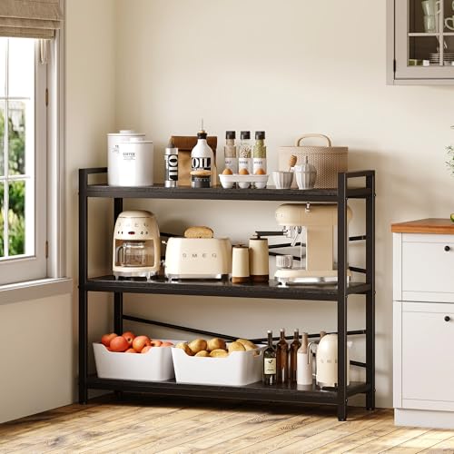 3 Tier Bookshelf 39.37" Width, Dorm Desk Hutch, Desk Shelf, Long Industrial Bookcase, Wooden Large Book Shelf for School Home Living Room Bedroom Office Storage(Black) - color: Black, size: 3 Tier - 39.4" W