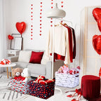 Geelin 3 Pcs Valentines Baskets Storage Valentine's Day Basket for Gifts Collapsible Waterproof Canvas Red White Black Heart Storage Bin Organizer with Handles for Book Closet Shelf Nursery Decor - style: Valentines Red White Black