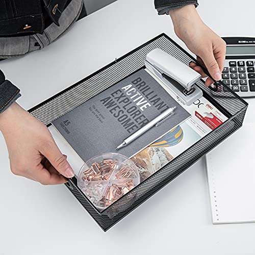 2Pcs Desk Drawer Organizer, Stable Metal Mesh Desk Storage Tray, Versatile Storage Box Set for Office Home Supplies,13 x 9 inches - color: Black A4 L-2Pcs