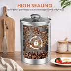 ENLOY Stainless Steel Food Storage Container Set of 3, 88/61/29 oz with Clear Glass Lids - Ideal for Coffee, Tea, Sugar, Flour Canisters - size: Medium