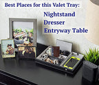 Leather Valet Tray for Men - EDC Catch All, Dresser Organizer, Jewelry & Wallet Desk Accessory, Bedside Entryway Key Catchall - color: Gray