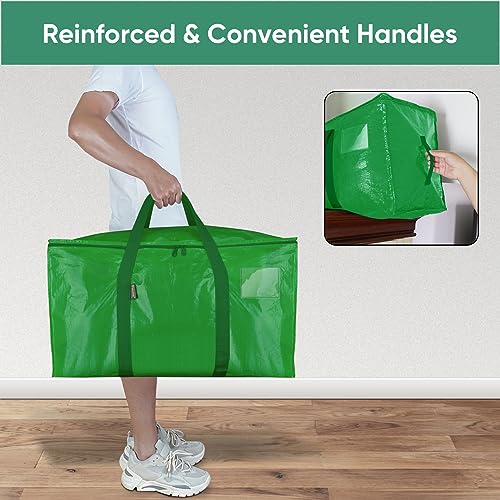 BALEINE 4-Pack Oversized Moving Bags with Reinforced Handles, Heavy-Duty Storage Tote for Clothes, Moving Supplies (Light Green, 4-Pack) - color: Light Green, size: 4-Pack