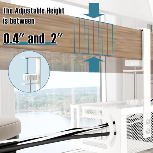 No Drill Under Desk Cable Management Tray, SONATURE 15.7" Cord Organizer for Table, Clamp Mount Desk Cable Management, Premium Carbon Steel Cable Organizer for Office, Home (White) - color: White, size: 15.7 inchs
