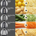 Upgrade Rotary Cheese Grater Shredder with Handle, Strong Suction Base, Multi-purpose Rotary Grater Slicer with 5 Interchangeable Blades for Ice, Vegetables, Fruit, Nuts with Blade Storage Box - color: Black
