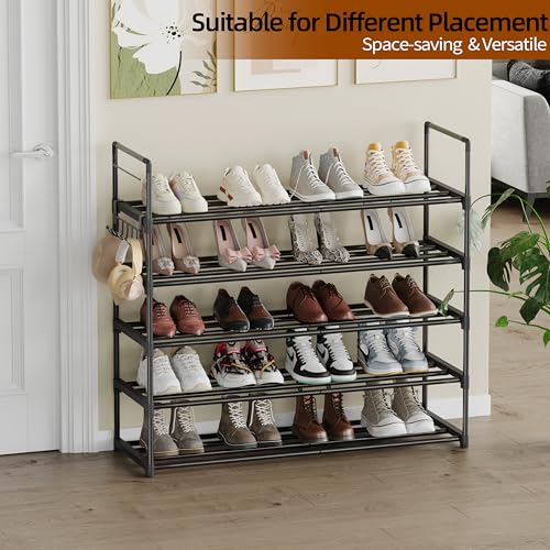 Shoe Rack - 5-Tier Shoe Organizer, Sturdy Shoe Storage Shelf, Perfect for Front Door Entrance, Closet & Entryway, Easy to Assemble, DIY Layering Options (L - 5 Tier) - size: 5 Tiers
