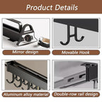Hanging Pot Rack with 8 Hook for Cabinet 18inch Pull Out Pot and Pan organizer Adjustable Pot Racks with Sliding Rail Storage Utility Rack Used for Kitchen/Closet/Cupboard,Load 75LBS - size: 18.1 in