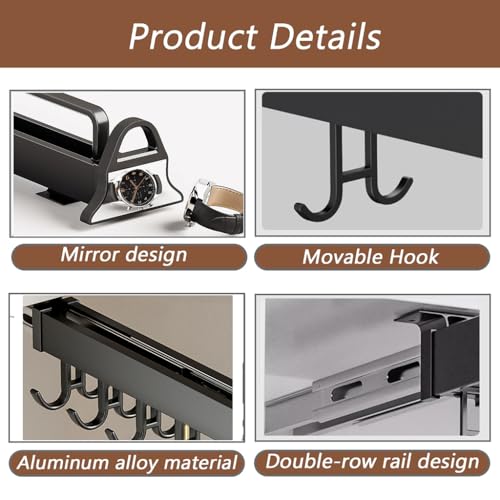 Hanging Pot Rack with 8 Hook for Cabinet 18inch Pull Out Pot and Pan organizer Adjustable Pot Racks with Sliding Rail Storage Utility Rack Used for Kitchen/Closet/Cupboard,Load 75LBS - size: 18.1 in