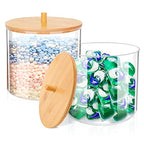 JYPS 1+1 Large-Capacity Laundry Pods Container with Bamboo Lid, Clear Acrylic Powder Detergent Containers for Pods, Scent Boosters & Powder, Laundry Room Organization decor, Storage Jars Set - size: 2-Pack