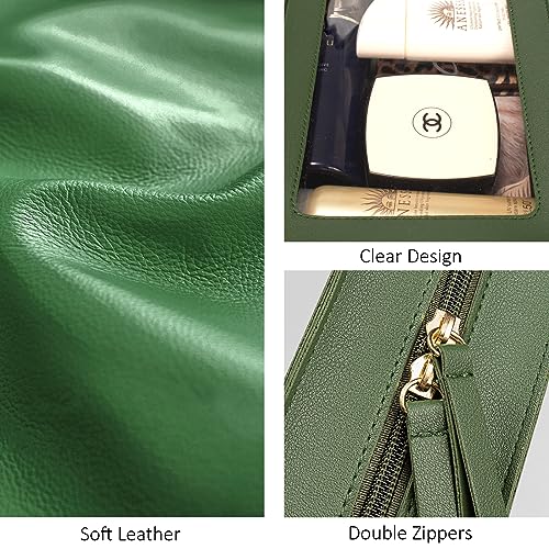 LETGO Clear Makeup Bags, TSA Approved Toiletry Bag with Zipper, Clear Makeup Organizer Fit Carry-on Travel Essentials,Clear Cosmetic Bags for Women Men (O-Green) - color: O-Green