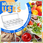 Large Ice Chilled Condiment Caddy，Chilled Condiment Containers Server with Lids for 5 Removable Compartments (2.5 cup)，Serving Platters, Fruit & Garnish Tray for Party Supplies & Bar Accessories