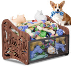 handrong Large Dog Toy Basket,Wood Dog Toy Box,Cat Toy Basket Box,Dogs Toys Storage Bin,Pet Toys Baskets for Living Room Outdoors Organizing Storage