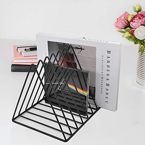 EASEPRES 9 Slot Magazine Rack Book Record Holder, Desktop Iron Storage Rack Bookshelf Multifunction Triangle File Organizer Sorter for Decor Home Office, Black Pack of 2 - color: 2 Pack Black