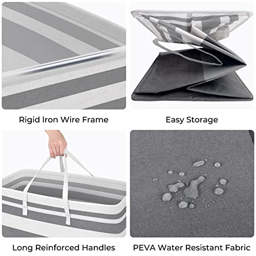 HomeHacks Laundry Basket,100L Each Waterproof, Freestanding Laundry Hamper, Collapsible Tall Clothes Hamper with Extended Handles for Clothes Toys in The Dorm and Family, 2-Pack Gradient Grey - color: Grey, size: 100L