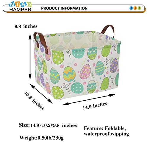 NTAOHAMPER Large ,Empty,Rectangular Colerful Eggs Basket for Boys and Girls Gift,Kids Toy Storage Bin with Hand Painted easter eggs,Baby Room Decor (Easter Basket) - color: Easter Basket