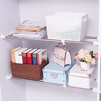 Hershii Expandable Closet Tension Shelf Rod Adjustable Storage Rack Heavy Duty DIY Organizer Divider for Wardrobe Cupboard Kitchen Bathroom - size: 69-91.5cm/27.16-36.02inches