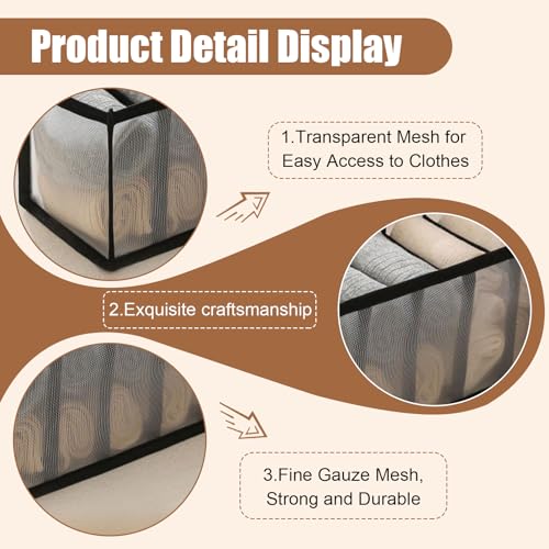 2 Pcs Underwear Storage Box Drawer Underwear Organizer Lingerie Organizer Compartment Storage Box for Wardrobe Drawer Use(Black) - color: Black-2pc