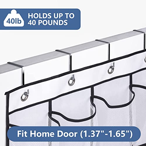 MISSLO 28 Large Pockets Over The Door Shoe Rack Hanging Shoe Organizer for Closet Door Shoe Storage Holder Mesh Hanger, White - color: White, size: 22.6x65