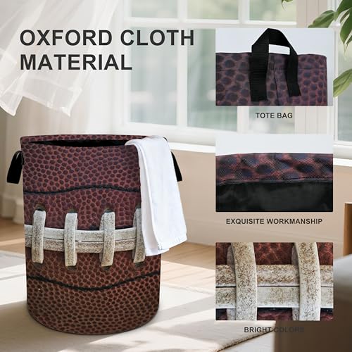 Football Laundry Basket Storage Bin Foldable Laundry Hamper Clothes Storage Bucket Organizer 19.6x15.7 Inch For Laundry Room/Bedroom/Bathroom - color: Football
