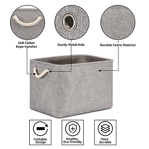 Bidtakay Grey Baskets [2-Pack] Shelf Baskets for Storage 16" X 11.8" X 11.8" Large Fabric Rectangular Decorative Storage Basket Organization Bins for Shelves Closet Home Organization(Grey) - color: Grey, size: 2 Pack-L-16x11.8x11.8 In