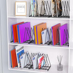 TOPCJ 2 Sets Upgraded Triangle File Folder Rack,7 Sections File Holder,File Storage Sorter/Stand,Desktop File Organizer,Wire Organizer Rack,Magazine Folder Holder,Letter/Legal, Anti-Scratch/Rusty - size: 2 Sets