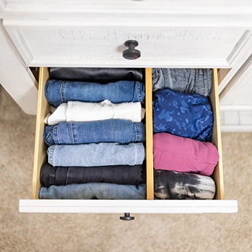 Fabsome Drawer Divider 6 Pack, Bamboo Dresser Organizers for Clothes Socks Underwear Baby Clothing, Wooden Separators for Nursery Organization Adjustable from 12.5'' to 17'' with Soft Foam Ends - size: For 13-17in deep drawers inner size