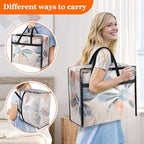 TasticTotes 6 Pack Clear Storage Bags for Comforter, Clothes & Bedding, Plastic Blanket Storage with Zipper and Handle, Moving Bags, Closet Organizer and Under-Bed Storage (90L) - size: 90L