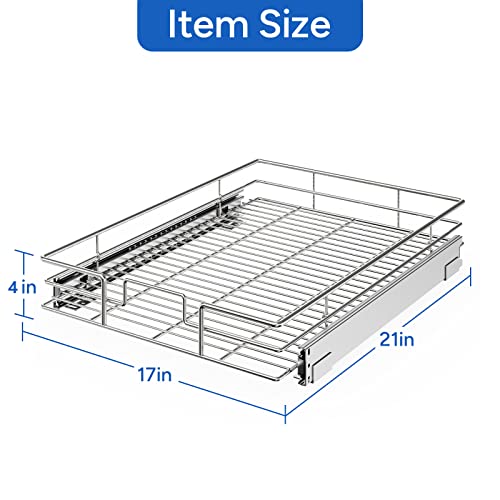ROOMTEC Pull Out Cabinet Organizer, Cabinet Pull Out Shelves 17" W x 21" D, Heavy Duty Cabinet Drawers Slide Out Kitchen Cabinet Organizers Storage Shelf - color: 1 Tier, size: 17"W x 21"D