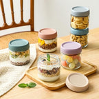 NETANY 6-pack 10oz Glass jars with Airtight Lids, Overnight Oats Containers with Lids, Wide mouth Mason Salad jars, Glass Food Storage Containers for Snacks Yogurt Spice Sugar - color: Multicolor- 10 oz (6 Pack)
