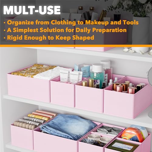 SpaceAid Drawer Organizer Clothes, 12 Pack Dresser Organizer Bins for Nursery, Closet Organization and Storage Dividers for Clothing, Baby Clothes, Underwears, Socks (Pink) - color: Pink, size: 12 Pack