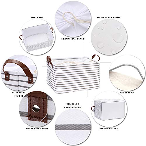 Hinwo 31L Large Storage Bins, Closet Organizers and Storage, Shelf Baskets, Foldable Clothes Storage Baskets with Handles, Containers for Clothing, Blanket, Towels, Toys, Bedding (Gray Stripe) - color: Gray Stripe, size: 16.5" / 31L / 1-Pack