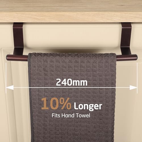 KES Over The Cabinet Towel Holder Fit 1" Thick, Kitchen Towel Holder for Cabinet, Over The Door Towel Bar with Extended Hooks, Brown 2 Pack, KTH500S26-OB-P2 - color: Brown
