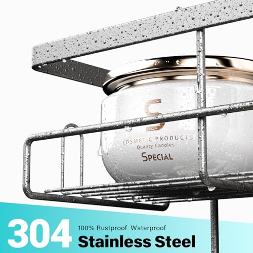 Aitatty Hanging Shower Caddy Over Door: Silver Rustproof Shower Organizer over the Door - No Drilling Bathroom Rack for Inside Shower - color: Silver