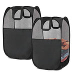 2 pop-up Laundry Hamper, Foldable mesh Laundry Baskets (Each with 2 Reinforced Handles), Black …… - color: Black(2 pcs)